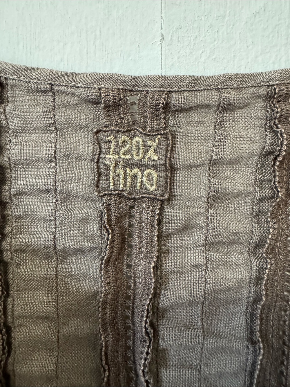 120% Lino Linen Tunic Top Coastal Taupe Pleated Long Blouse XL READ - Picture 6 of 10